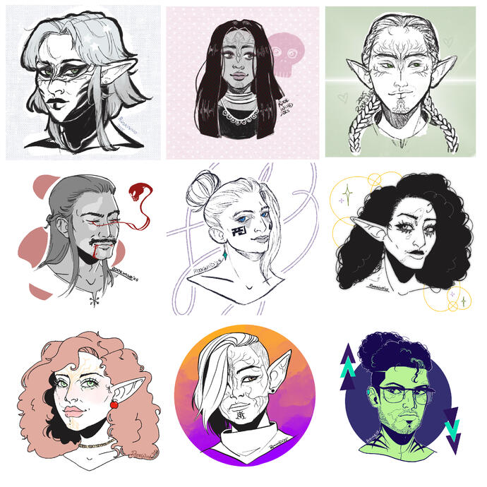 an older collection of portrait sketch commissions for bsky users an older collection of portrait sketch commissions for bsky users